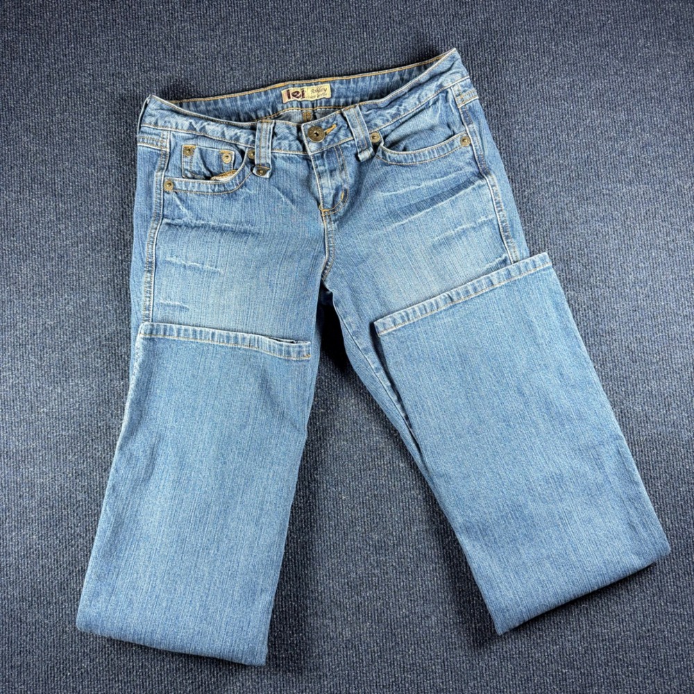 LEI Ashley Bootcut Jeans Womens 7/8 29in Waist Blue Rhinestone Y2K